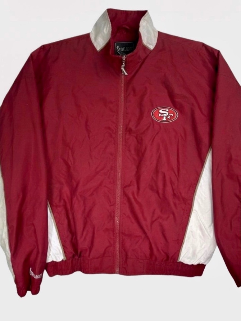 Vintage Spotlight San Francisco 49ers Red White OVERSIZED Windbreaker Jacket